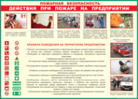 Таблица "Действия при пожаре на предприятии" (100х140 сантиметров, винил) - fgospostavki.ru - Белогорск