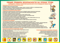 Таблица "Общие правила безопасности на уроках труда" (100х140 сантиметров, винил) - fgospostavki.ru - Белогорск