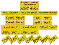 Набор магнитных карточек "Вопросы к членам предложения" (фон жёлтый) - fgospostavki.ru - Белогорск