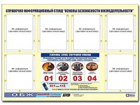 Стенд информационный "Основы безопасности жизнедеятельности" (80*110, 6 карманов) - fgospostavki.ru - Белогорск