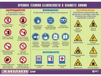 Таблица демонстрационная "Правила техники безопасности в кабинете химии" (винил 70х100) - fgospostavki.ru - Белогорск