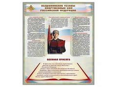 Стенд "Уставы. Закон военной службы. Военная присяга" - fgospostavki.ru - Белогорск