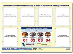 Стенд информационный "Основы безопасности жизнедеятельности" (80*110, 6 карманов) - fgospostavki.ru - Белогорск