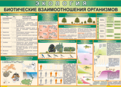 Таблица "Биотические взаимоотношения организмов" (100х140 сантиметров, винил) - fgospostavki.ru - Белогорск