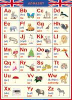 Таблица "Грамматика английского языка. Английский алфавит в картинках (с транскрипцией)" (100х140 сантиметров, винил) - fgospostavki.ru - Белогорск