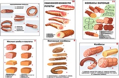 Плакаты ПРОФТЕХ "Ассортимент колбасной и мясной продукции" (11 пл, винил, 70х100) - fgospostavki.ru - Белогорск