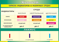 Таблица "Окраска индикаторов в различных средах" (100х140 сантиметров, винил) - fgospostavki.ru - Белогорск