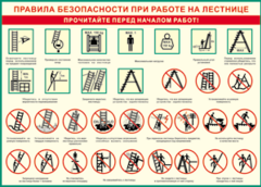 Таблица "Правила безопасности при работе на лестнице" (100х140 сантиметров, винил) - fgospostavki.ru - Белогорск