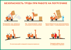 Таблица "Безопасность труда при работе на погрузчике" (100х140 сантиметров, винил) - fgospostavki.ru - Белогорск
