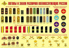 Плакат "Погоны и знаки различия военнослужащих России" - fgospostavki.ru - Белогорск