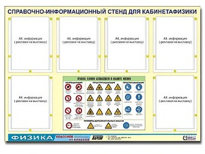 Стенд информационный "Правила техники безопасности в кабинете физики" (80х110, 6 карманов) - fgospostavki.ru - Белогорск