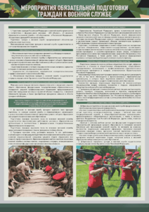 Стенд "Мероприятия обязательной подготовки граждан к военной службе" - fgospostavki.ru - Белогорск