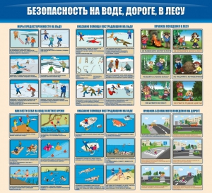 Стенд "Безопасность на воде, дороге, в лесу" - fgospostavki.ru - Белогорск