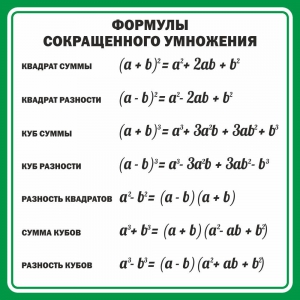 Стенд "Формулы сокращенного умножения" Вариант 2 - fgospostavki.ru - Белогорск