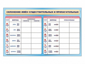 Фрагмент (демонстрационный) маркерный (двухсторонний) "Склонение имен существительных и прилагательных" - fgospostavki.ru - Белогорск