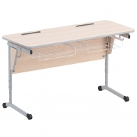 Стол ученический двухместный с наклоном столешницы (0-24°) и корзиной - fgospostavki.ru - Белогорск