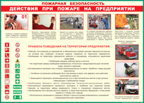 Таблица "Действия при пожаре на предприятии" (100х140 сантиметров, винил) - fgospostavki.ru - Белогорск