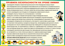 Таблица "Правила безопасности на уроке химии" (100х140 сантиметров, винил) - fgospostavki.ru - Белогорск