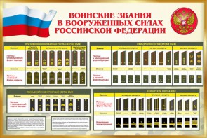 Стенд "Воинские звания в вооруженных силах РФ" - fgospostavki.ru - Белогорск