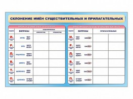Фрагмент (демонстрационный) маркерный (двухсторонний) "Склонение имен существительных и прилагательных" - fgospostavki.ru - Белогорск